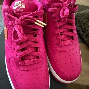 Nike Air Force One. Fireberry. Size 10.5. No crease in the toe box. Worn